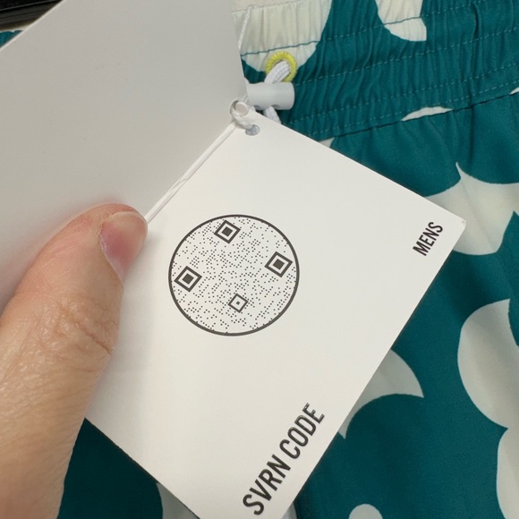 SC Sovereign SVRN Code Retro Teal Green Floral Print Swim Trunks Mens Size M - Picture 10 of 11